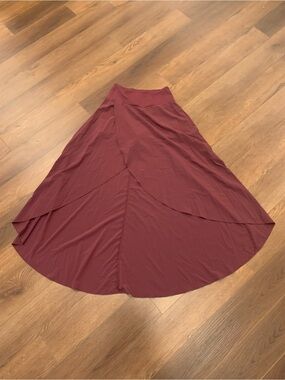 HALARA Wine Red Layered Maxi Skirt